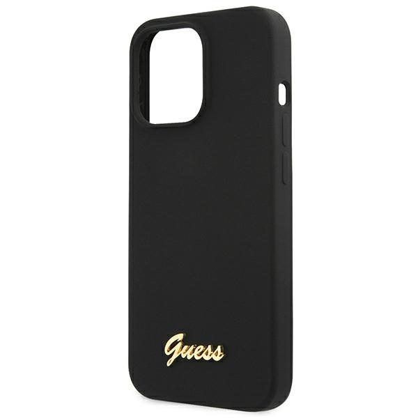 Guess GUHMP13LLSLMGBK iPhone 13 Pro / 136,1" black/czarny hardcase Silicone Script Gold Logo MagSafe