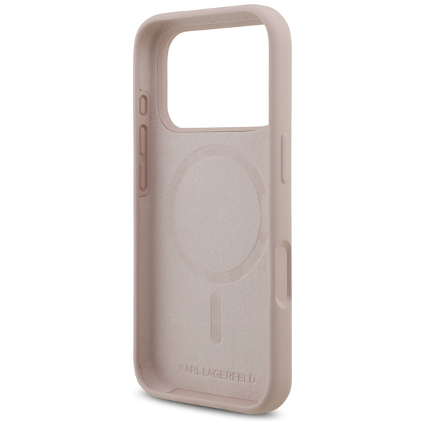 Etui Karl Lagerfeld Silicone             Karl&Choupette Ring MagSafe do iPhone 17 Pro różowy