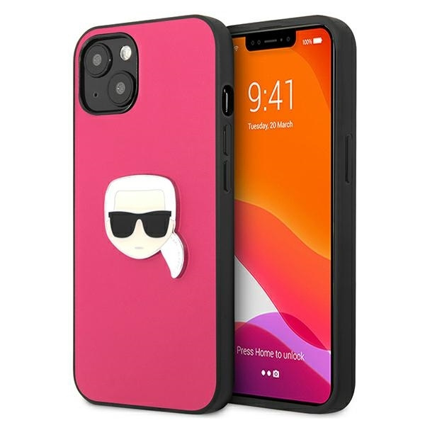 KARL LAGERFELD KLHCP13SPKMP IPHONE 13 MINI 5.4 "PINK/PINK HARDCASE LEATHER IKONIK KARL`S HEAD METAL