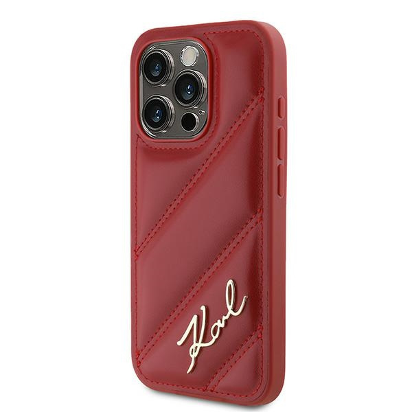 KARL LAGERFELD KLHCP15XPQDSMGR IPHONE 15 PRO MAX 6.7" RED/RED HARDCASE DIAGONAL QUILTED SCRIPT