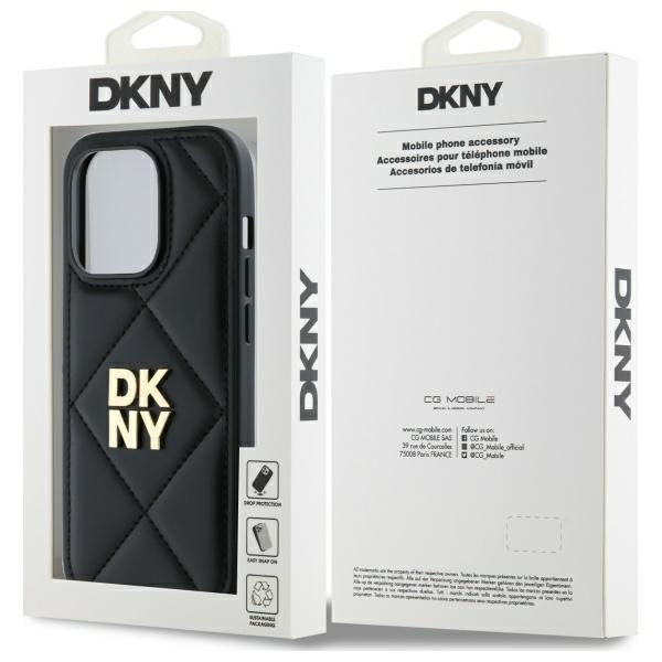 DKNY DKHCP14LPQDSLK iPhone 14 Pro 6.1"   czarny/black Quilted Stack Logo