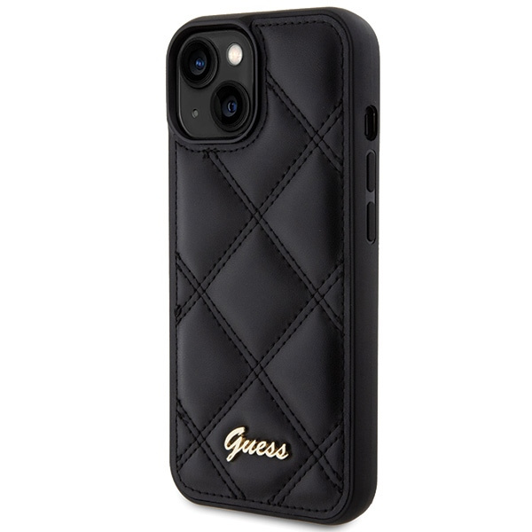 Guess GUHCP15SPSQSQSK iPhone 15 / 14 / 13 6.1" czarny/black hardcase Quilted Metal Logo