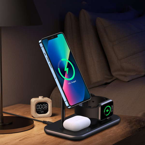 CHOETECH MFM MFI CHARGER/INDUCTIVE CHARGING STATION 3IN1 IPHONE 12/13/14, AIRPODS PRO, APPLE WATCH GRAY (T589-F)