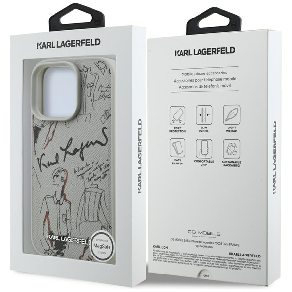 Etui Karl Lagerfeld Grained Pattern &    Logo MagSafe do iPhone 16 Pro szary