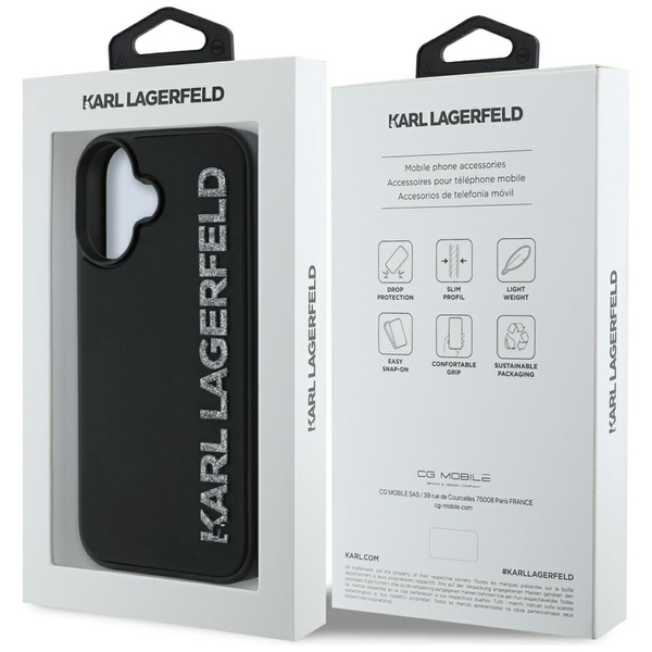 Etui Karl Lagerfeld HC 3D Rubber          Elongated Glitter do iPhone 16 czarny