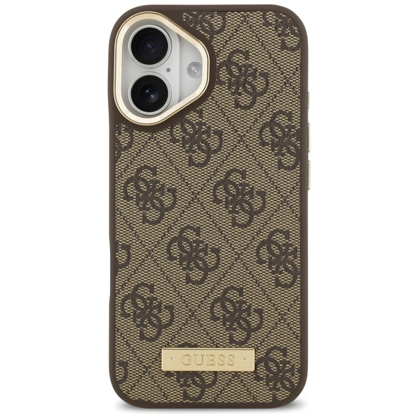 Etui Guess 4G Logo Plate MagSafe do      iPhone 17 brązowy