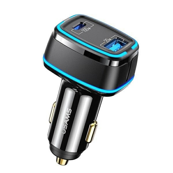 USAMS Ład. siec. 1xUSB-C+1xUSB T43 33W PD3.0 +QC3.0  + kabel U63 USB-C na lightning czarny/black USKTZ01