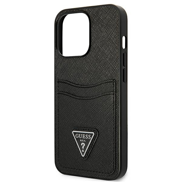 Guess GUHCP13LPSATPK iPhone 13 Pro / 136,1" czarny/black hardcase SaffianoTriangle Logo Cardslot