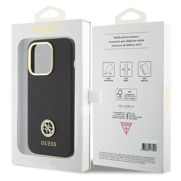 Guess GUHCP15LM4DGPK iPhone 15 Pro6.1" czarny/black hardcase Silicone Logo Strass 4G