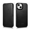 iCarer CE Oil Wax Premium Leather Folio Case skórzane etui iPhone 14 Plus z klapką magnetyczne MagSafe czarny (AKI14220707-BK)