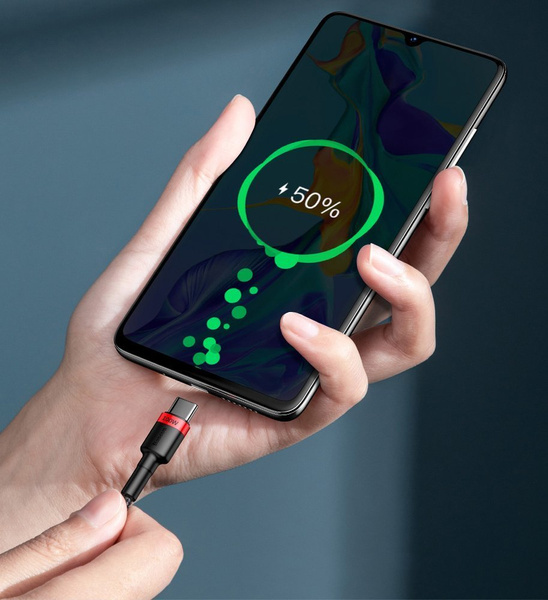 BASEUS CAFULE NYLON CABLE USB TYPE C POWER DELIVERY 2.0 100W 20V 5A 2M GRAY (CATKLF-ALG1)