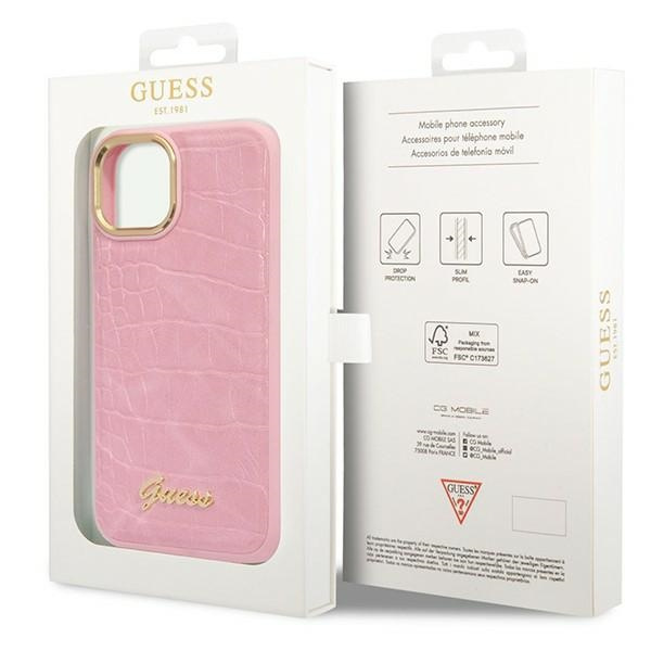 Guess GUHCP14MHGCRHP iPhone 14 Plus / 15 Plus 6.7" różowy/pink hardcase Croco Collection