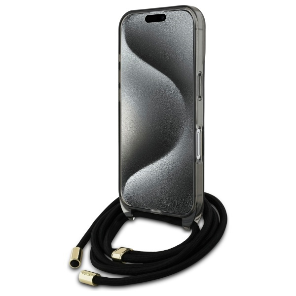Guess GUHMP16SHCTSGNSK iPhone 16 6.1"    czarny/black hardcase Crossbody Cord Script MagSafe