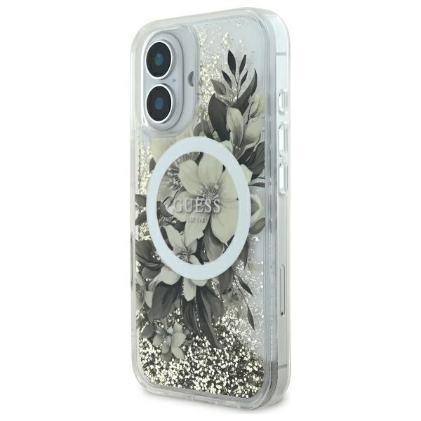 Guess GUHMP16SLFMWTE iPhone 166.1" beżowy/beige hardcase Liquid Glitter Flower MagSafe