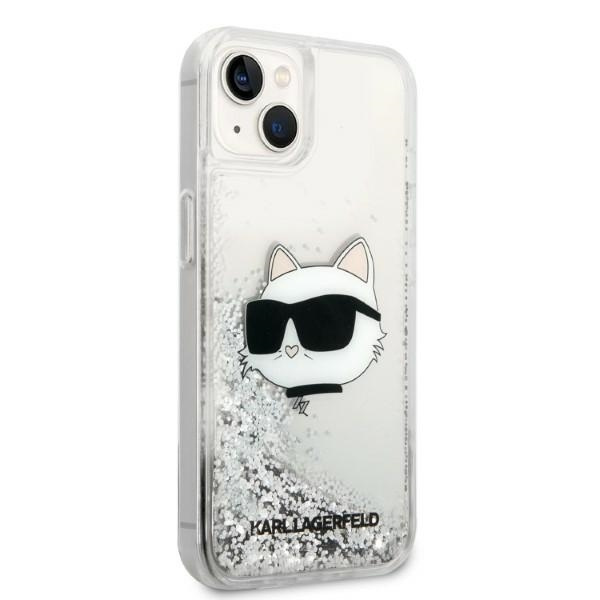 Etui Karl Lagerfeld Glitter Choupette Head na iPhone 14 Plus - srebrne