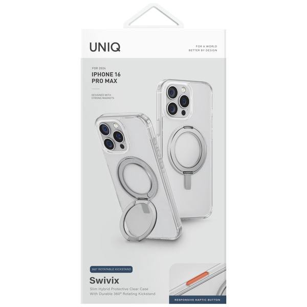 Etui UNIQ Swivix do iPhone 16 Pro Max    360 Rotating Kickstand przezroczysty