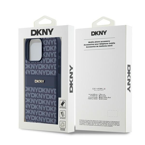 DKNY DKHCP15XPRTHSLB iPhone 15 Pro Max6.7" niebieski/blue hardcase Leather Mono Stripe & Metal Logo