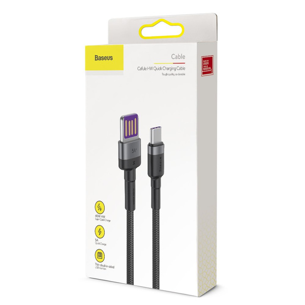 Baseus Cafule cable USB Type C SuperCharge 40W Quick Charge 3.0 QC 3.0 1m gray-black (CATKLF-PG1)