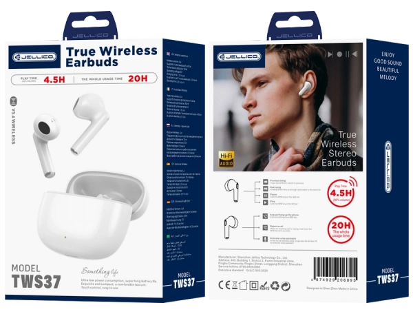 JELLICO wireless earphones TWS37 White