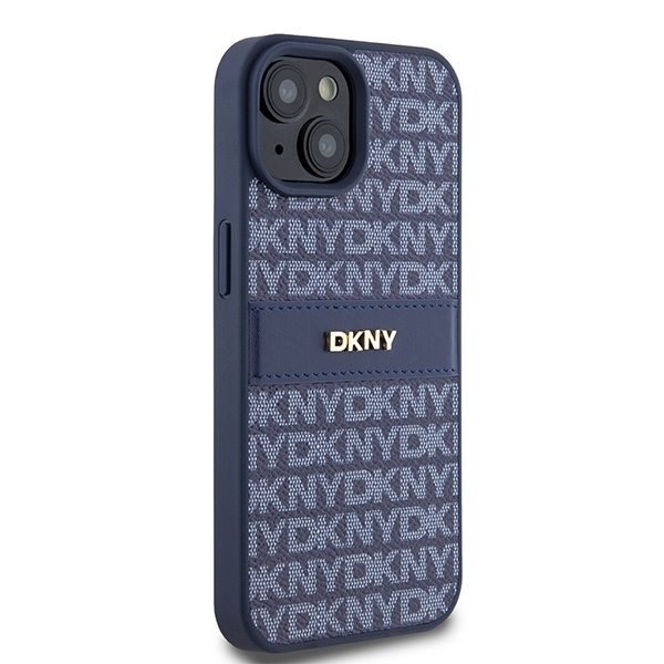 DKNY DKHCP15SPRTHSLB iPhone 15 / 14 / 136.1" niebieski/blue hardcase Leather Mono Stripe & Metal Logo