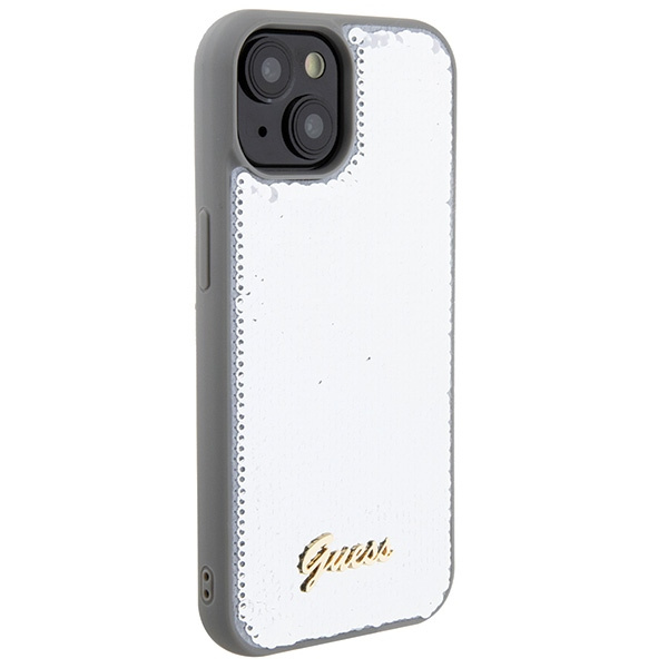 Guess GUHCP15SPSFDGSS iPhone 15 / 14 / 13 6.1" srebrny/silver hardcase Sequin Script Metal