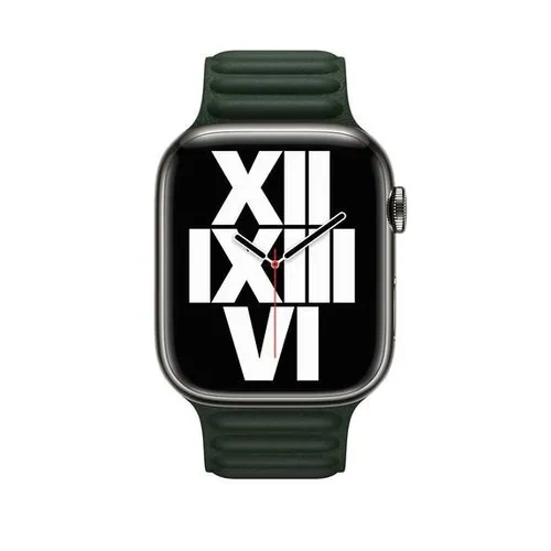 ORYGINALNA OPASKA APPLE LEATHER LINK 38/40/41/42MM SIZE S GREEN SEQUOIA ORYGINALNA PLOMBA