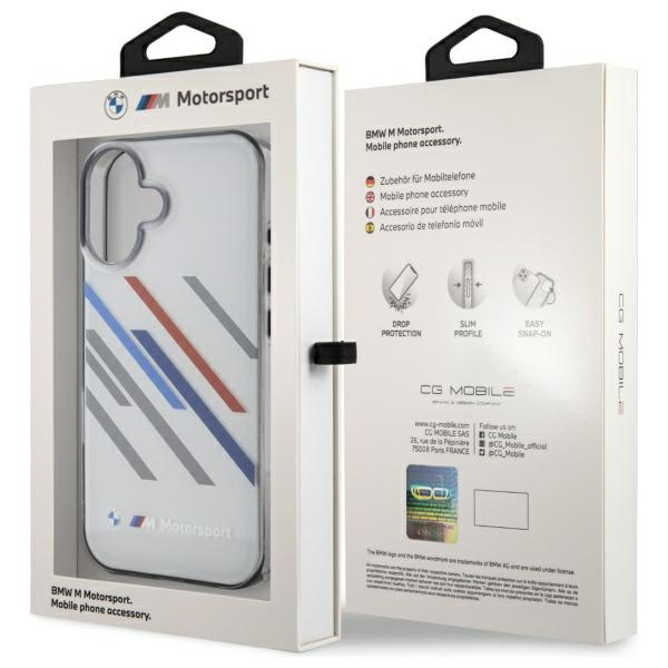 BMW BMHCP16S23HTRAG iPhone 16 6.1"        szary/grey hardcase Motorsport IML Random Stripes