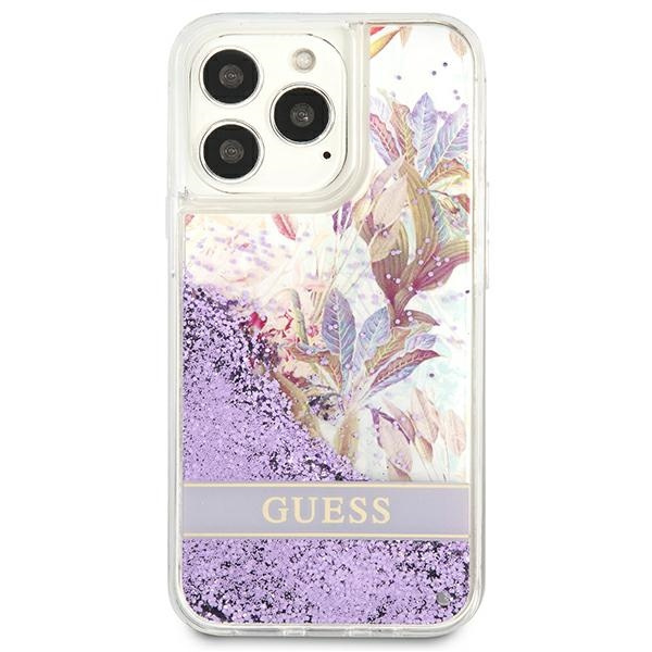 Guess GUHCP13LLFLSU iPhone 13 Pro / 136,1" fioletowy/purple hardcase Flower Liquid Glitter
