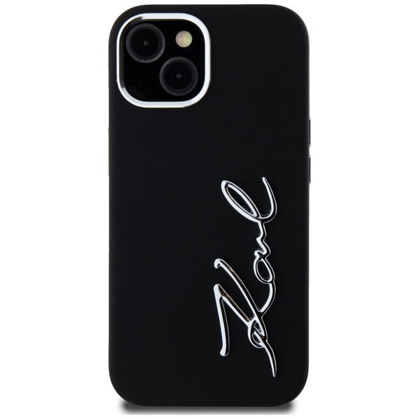 Etui Karl Lagerfeld Silicone Metal       Script Logo do iPhone 15 czarny