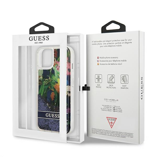 Guess GUHCP13SLFLSB iPhone 13 mini 5,4"niebieski/blue hardcase Flower Liquid Glitter