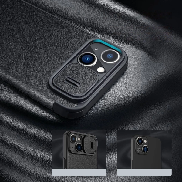 Nillkin Qin Leather Pro Case iPhone 14 Plus Camera Cover Holster Cover Flip Case Black