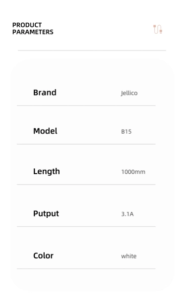 JELLICO kabel B15 Lightning 3.1A 1M Biały