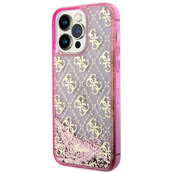 Guess GUHCP14XLC4PSGP iPhone 14 Pro Max6.7" różowy/pink hardcase Liquid Glitter 4G Transculent