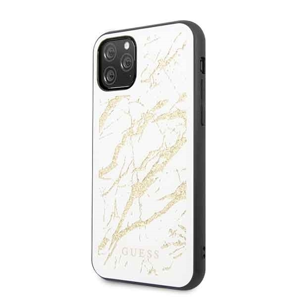 Guess GUHCN58MGGWH iPhone 11 Probiały/white hard case Glitter Marble Glass