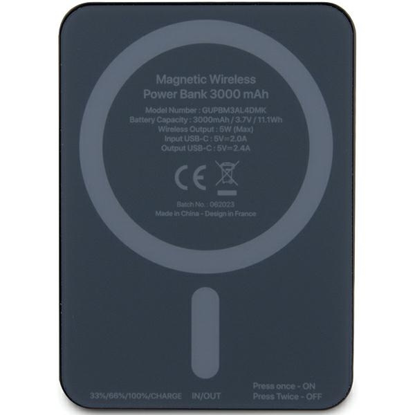 Guess Powerbank indukcyjny 5WGUPBM3ALGSGK 3000mAh czarny/black MagSafe Metal Script Logo