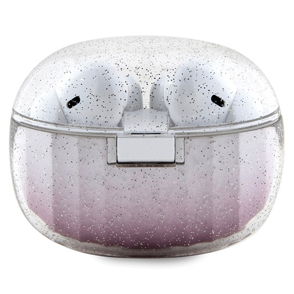 Guess słuchawki Bluetooth GUTWSHDGKEEPTWS + stacja dokująca różow/pink Glitter Gradient