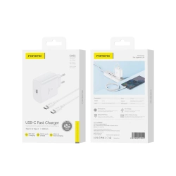 FONENG wall charger EU62 GaN PD 45W 1xUSB-C + cable USB-C - USB-C White