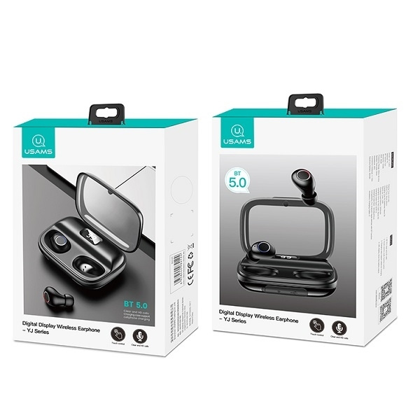 USAMS Słuchawki Bluetooth 5.0 TWS YJ series bezprzewodowe czarny/black BHUYJ01