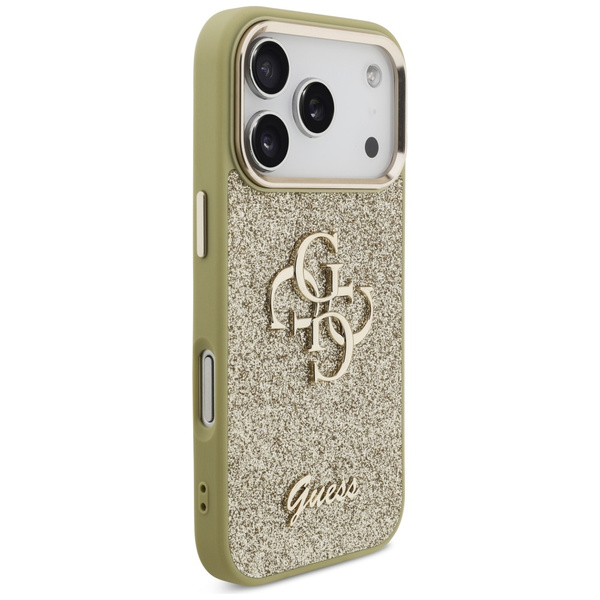 Etui Guess Fixed Glitter Big 4G Metal    Frame do iPhone 17 Pro złoty