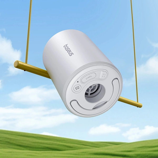 Pompka Baseus PocketGo Pro turystyczna z funkcją odpompowywania powietrza i latarką LED - biała