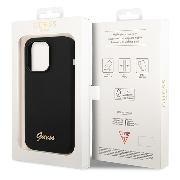 Guess GUHCP14XSLSMK iPhone 14 Pro Max6,7" czarny/black hard case Silicone Vintage Gold Logo