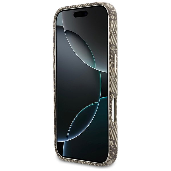 Etui Guess 4G Script MagSafe do iPhone   17 Pro Max brązowy