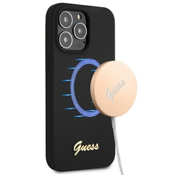 Guess GUHMP13XLSLMGBK iPhone 13 Pro Max6,7" black/czarny hardcase Silicone Script Gold Logo MagSafe
