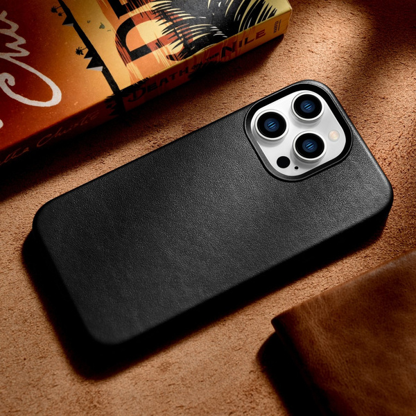ICARER CASE LEATHER COVER GENUINE LEATHER CASE FOR IPHONE 14 PRO MAX BLACK (WMI14220708-BK) (MAGSAFE COMPATIBLE)
