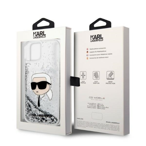 KARL LAGERFELD KLHCP14SLNKHCH IPHONE 14 / 15 / 13 6,1" SREBRNY/SILVER HARDCASE GLITTER KARL HEAD