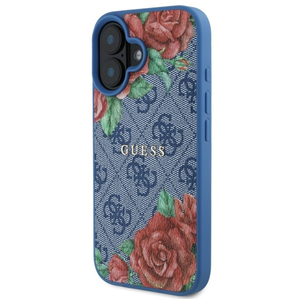Guess GUHMP16SP4ROPEMCB iPhone 16 6.1"   niebieski/blue hardcase 4G Flowers Print MagSafe