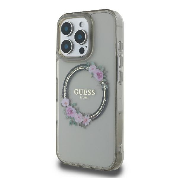 Guess GUHMP16XHFWFCK iPhone 16 Pro Max   6.9" czarny/black hardcase IML Flowers Wreath MagSafe