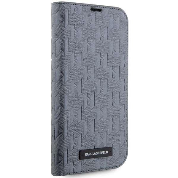 Etui Karl Lagerfeld Saffiano Monogram na iPhone 14 Pro Max - srebrne