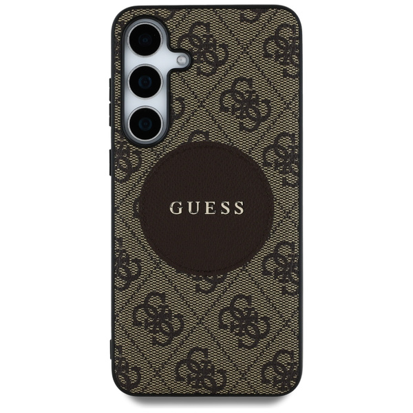 Etui Guess 4G Round Patch Classic Logo   MagSafe do Samsung Galaxy S25 brązowy
