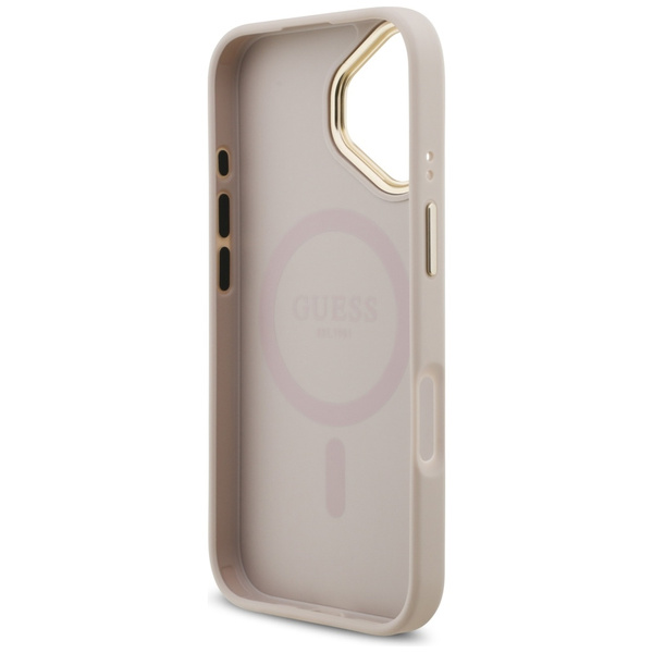 Etui Guess 4G Strass Logo & Big Strap    Metal Buttons MagSafe do iPhone 17 różowy